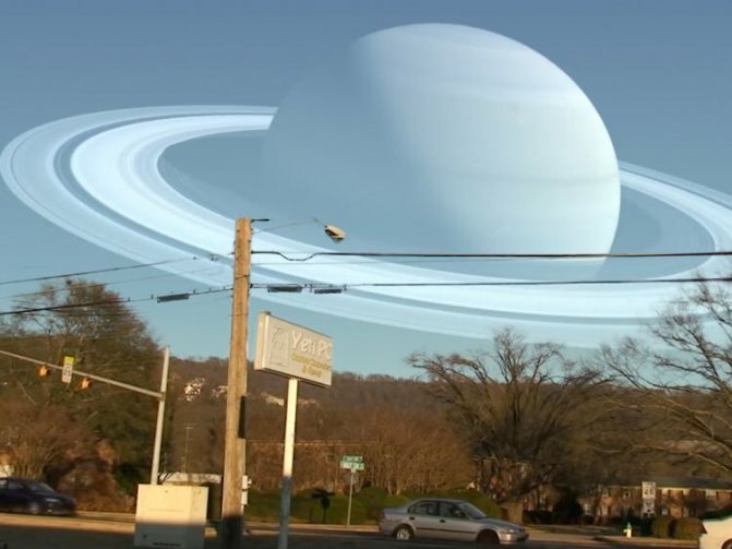 А вот так бы выглядело небо с Земли, если бы вместо Луны был бы Сатурн