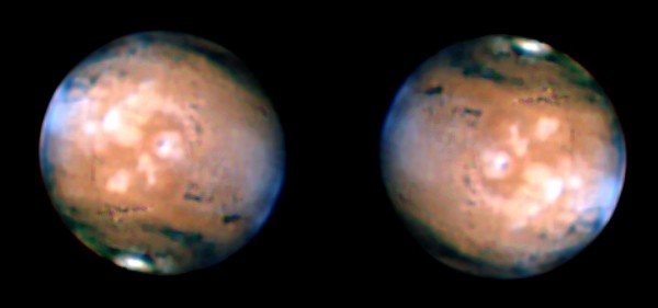 Южная полярная шапка - наиболее контрастный элемент поверхности Марса