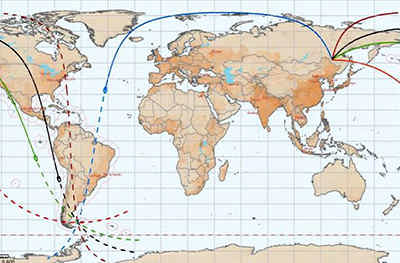 Карта траектории полетов ракет Космодром Восточный