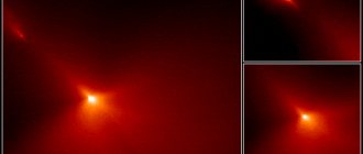 Область возле ядра кометы Хякутакэ, телескоп «Хаббл». Видно отделение некоторых фрагментов.
