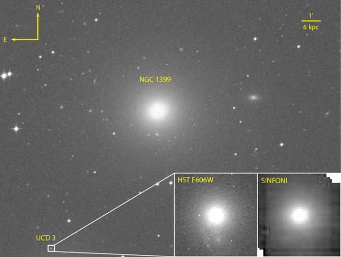Рис. 2. Архивное изображение центральной части скопления Печи, полученное ИК-телескопом Spitzer