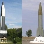 Слева – немецкая «ФАУ-2» на полигоне Пеенемюнде, справа – советская Р-1 на полигоне Капустин Яр